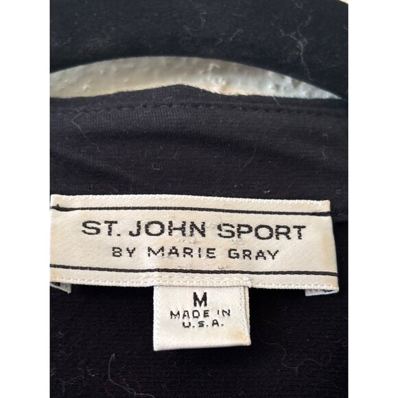 St. John Sport By Marie Gray Black Zip-Up Jacket Tie Sleeve M - Picture 5 of 11